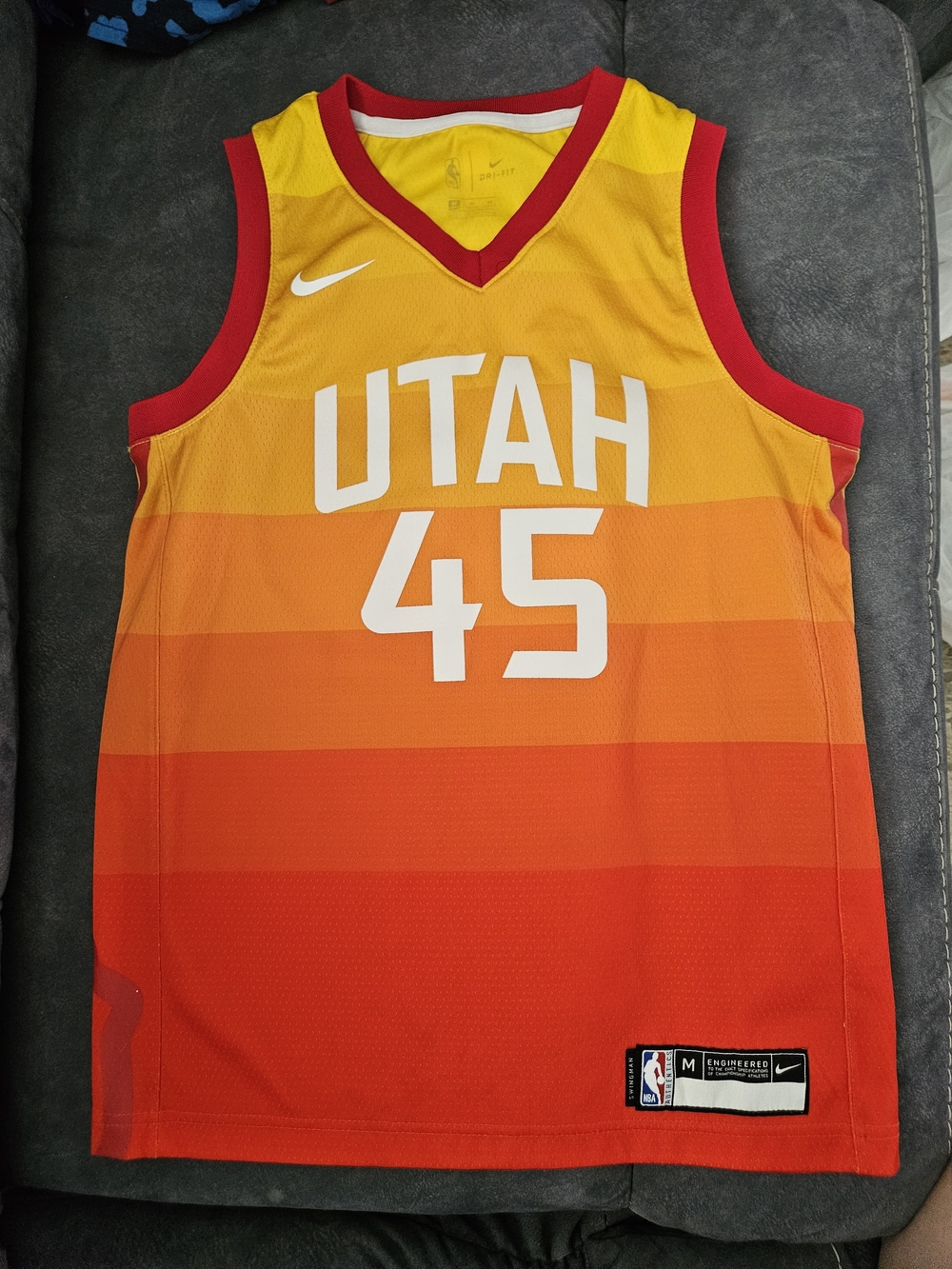 Nike Utah 45 Gradient Basketball Jersey - Yellow Orange Red